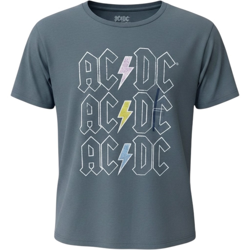 AC/DC Short Sleeve Graphic T-Shirt‎ Gray Womens Size Large Grayson Threads